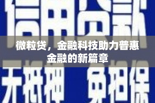 黑龙江微粒贷，金融科技助力普惠金融的新篇章