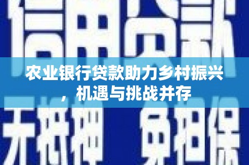 黑龙江农业银行贷款助力乡村振兴，机遇与挑战并存