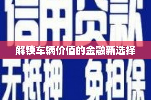 黑龙江解锁车辆价值的金融新选择